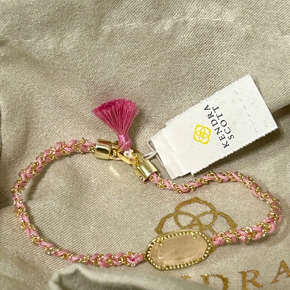 Kendra Scott Rare Elaina Pink Rose Quartz & Gold Bracelet NWT - Picture 5 of 8